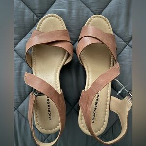 Lucky Brand Leather Cognac Sandals